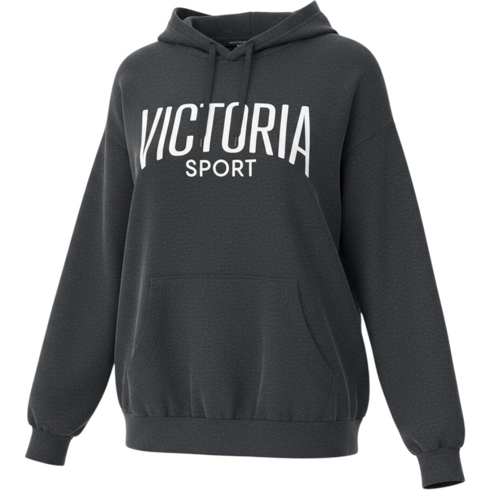 Victoria Sport Womens Hoodie Charcoal Gray Logo Fleece Pullover Sweatshirt‎ M